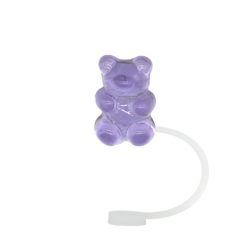 Wholesale 20pcs/pack Cartoon bear silicone straw cap detachable 8-10MM